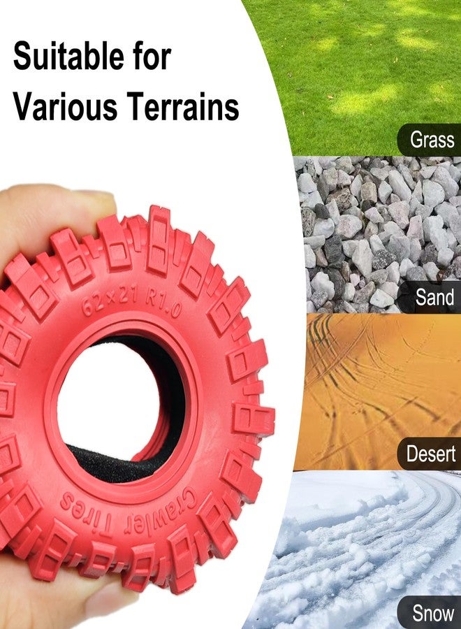 LRFHL 1.0 Tires Soft and High Grip 1.0 Colored Tires RC Crawler Tyres with Foam Insert for 1/18 TRX4M 1/24 SCX24 FCX24 Upgrade (4PCS, Red) - Image 5